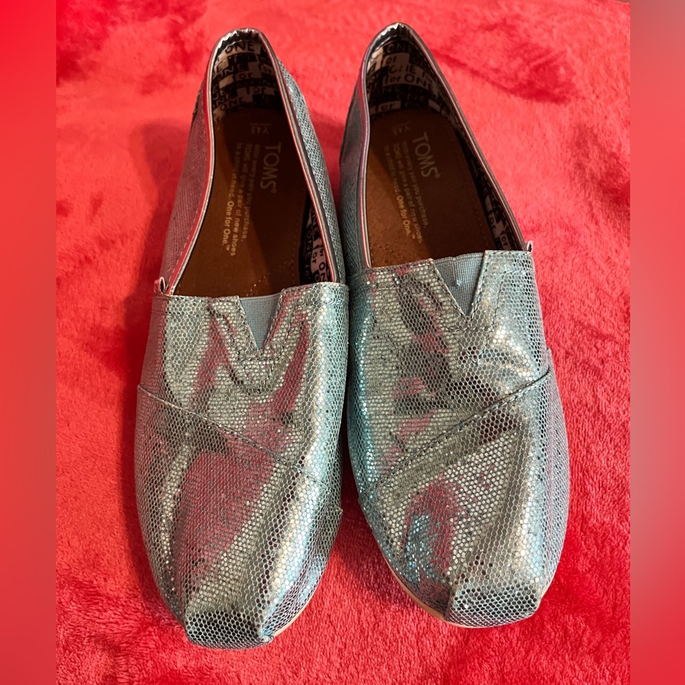 Blue sparkly Toms